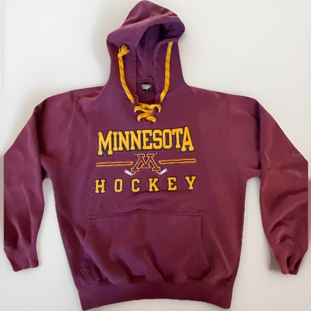 Vintage Minnesota Gophers Lace-Up Hockey Hoodie‎ Men’s Small Embroidered M Logo